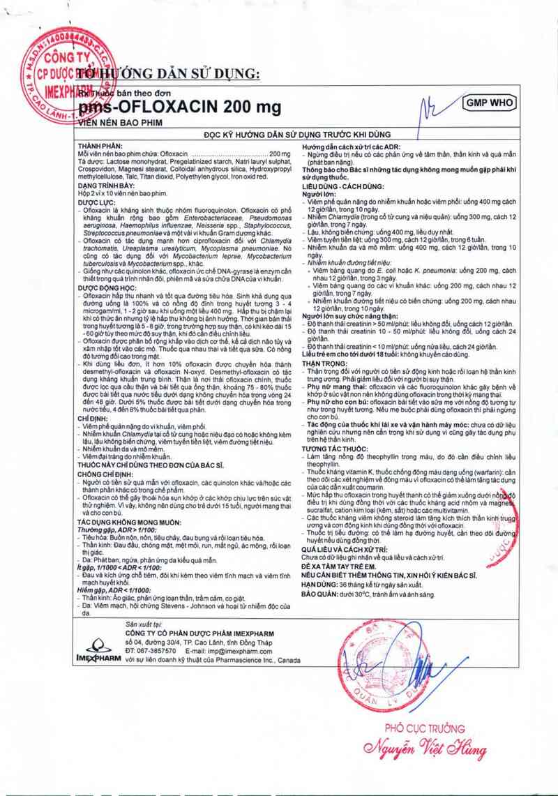 thông tin, cách dùng, giá thuốc pms-Ofloxacin 200 mg - ảnh 2
