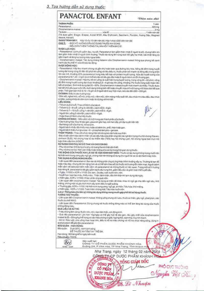 thông tin, cách dùng, giá thuốc Panactol Enfant - ảnh 3
