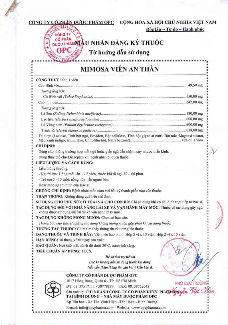 thông tin, cách dùng, giá thuốc Mimosa viên an thần - ảnh 3