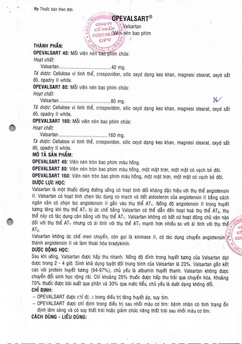 thông tin, cách dùng, giá thuốc Opevalsart 40 - ảnh 1