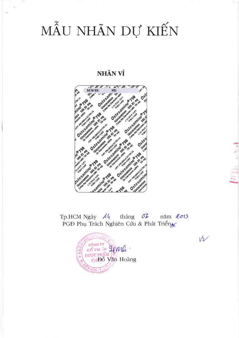 thông tin, cách dùng, giá thuốc Ostesamine 750 - ảnh 1