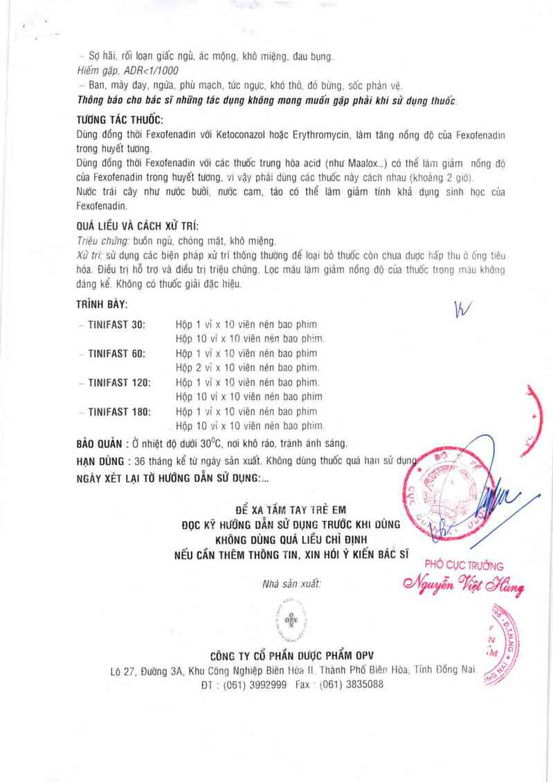 thông tin, cách dùng, giá thuốc Tinifast 180 - ảnh 4