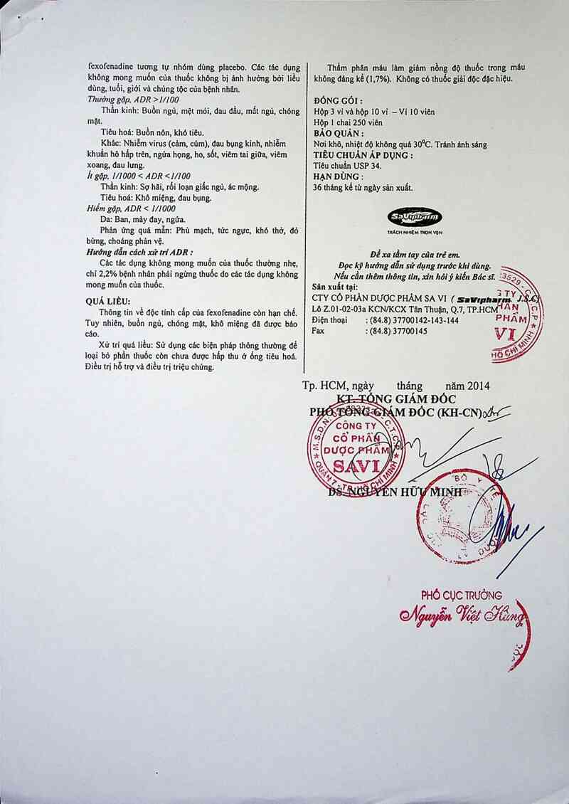 thông tin, cách dùng, giá thuốc Fexodinefast 120 - ảnh 4