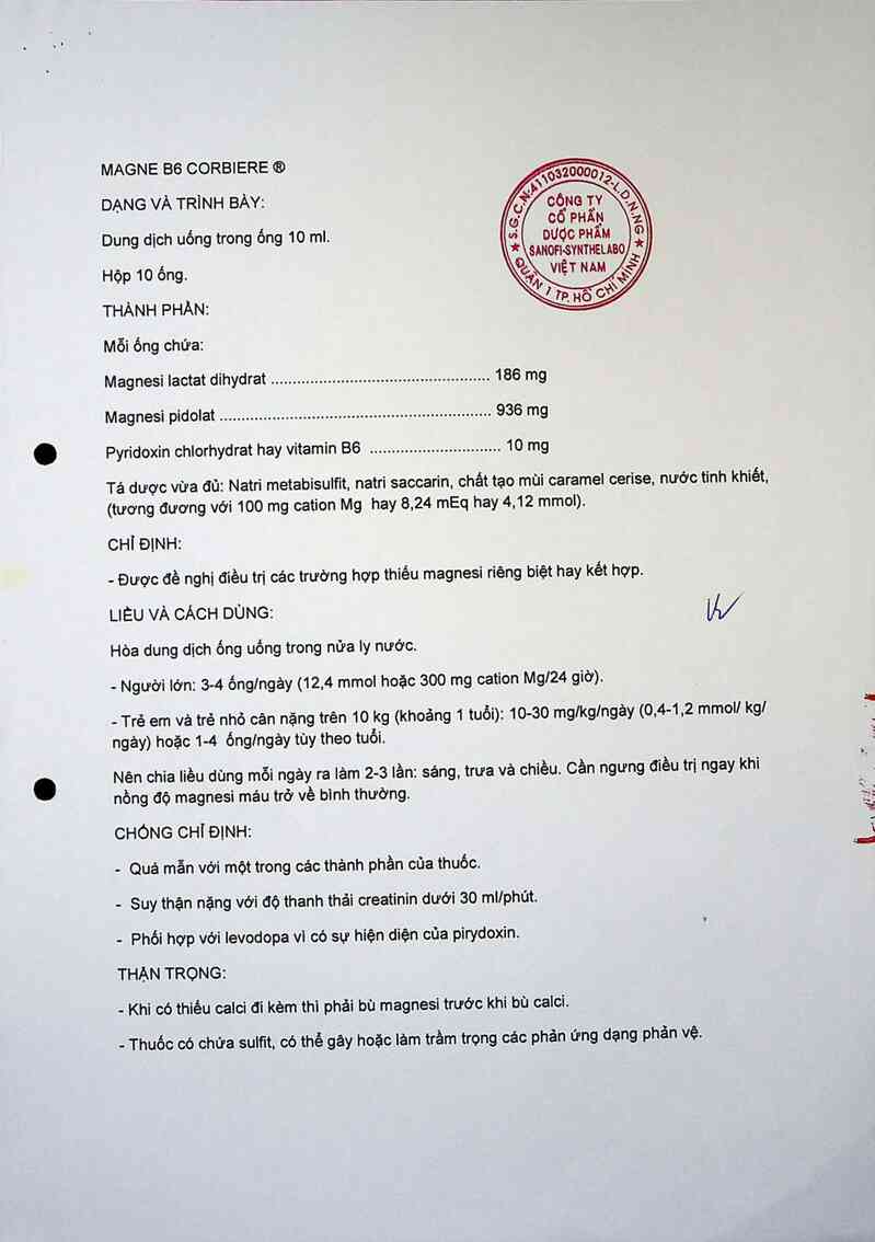 thông tin, cách dùng, giá thuốc Magne B6 Corbiere - ảnh 2