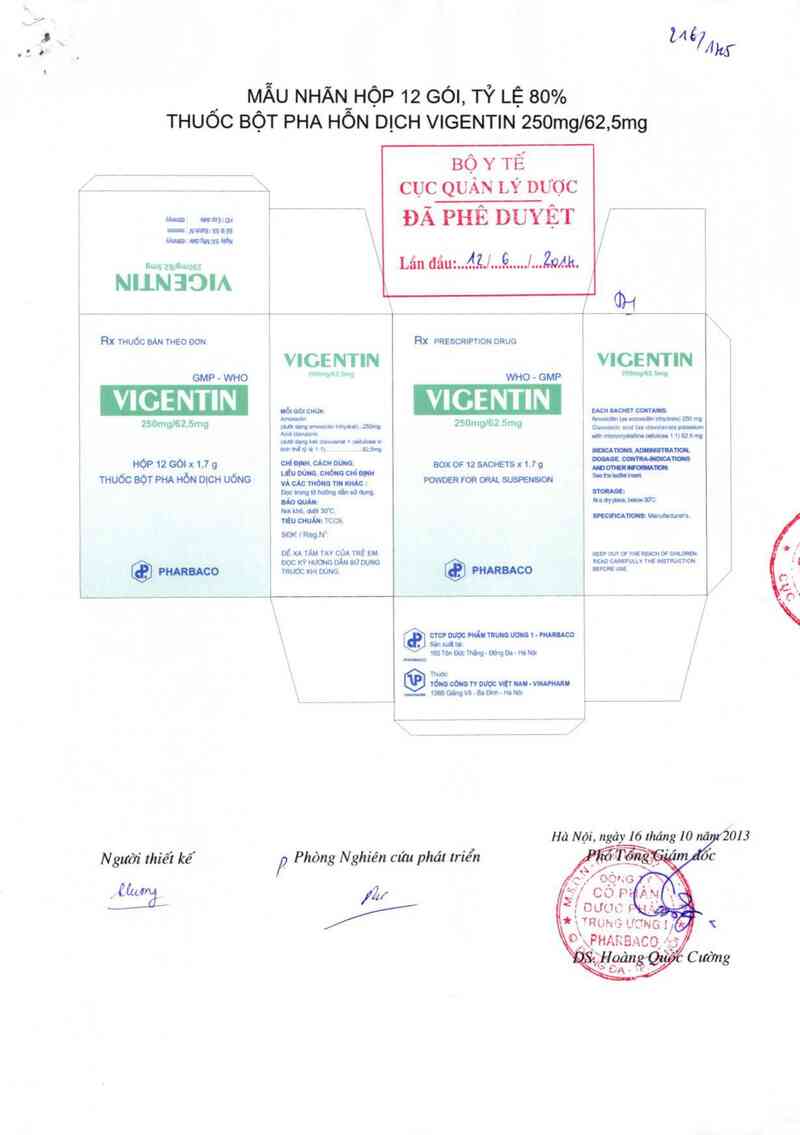 thông tin, cách dùng, giá thuốc Vigentin 250mg/62,5mg - ảnh 0