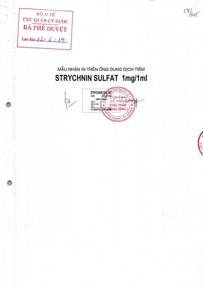 thông tin, cách dùng, giá thuốc Strychnin sulfat 1 mg/1 ml - ảnh 0