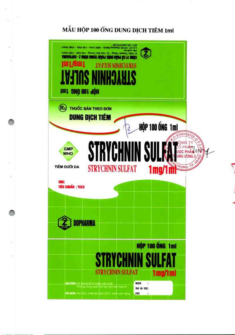 thông tin, cách dùng, giá thuốc Strychnin sulfat 1 mg/1 ml - ảnh 2