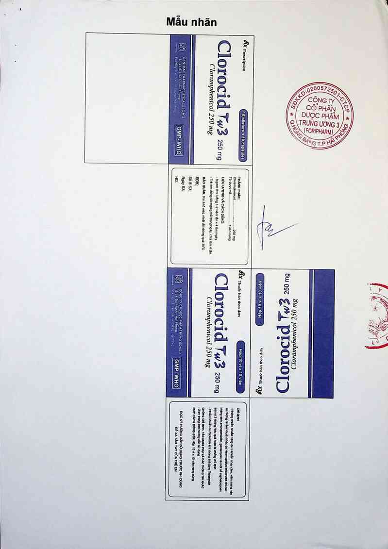 thông tin, cách dùng, giá thuốc Clorocid TW3 250 mg - ảnh 1