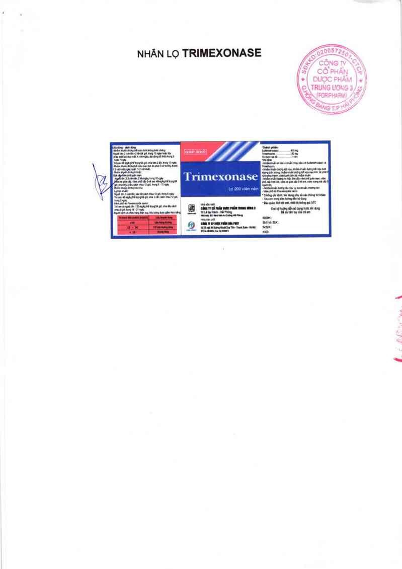 thông tin, cách dùng, giá thuốc Trimexonase - ảnh 1