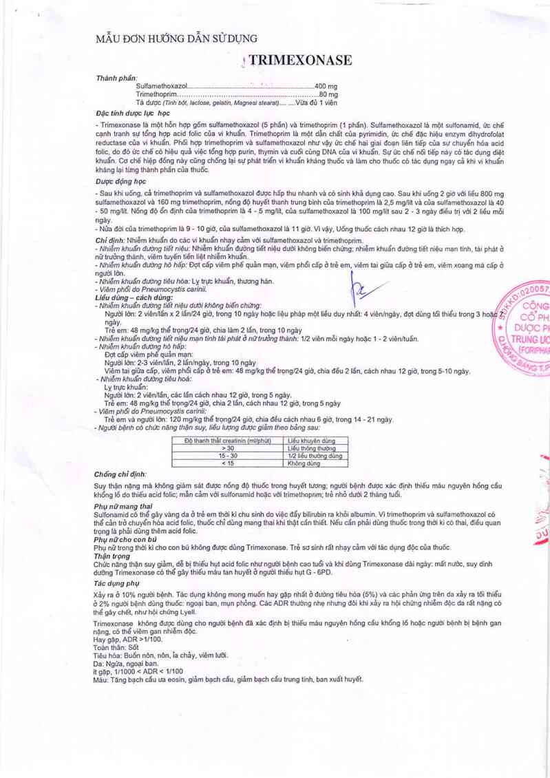 thông tin, cách dùng, giá thuốc Trimexonase - ảnh 3
