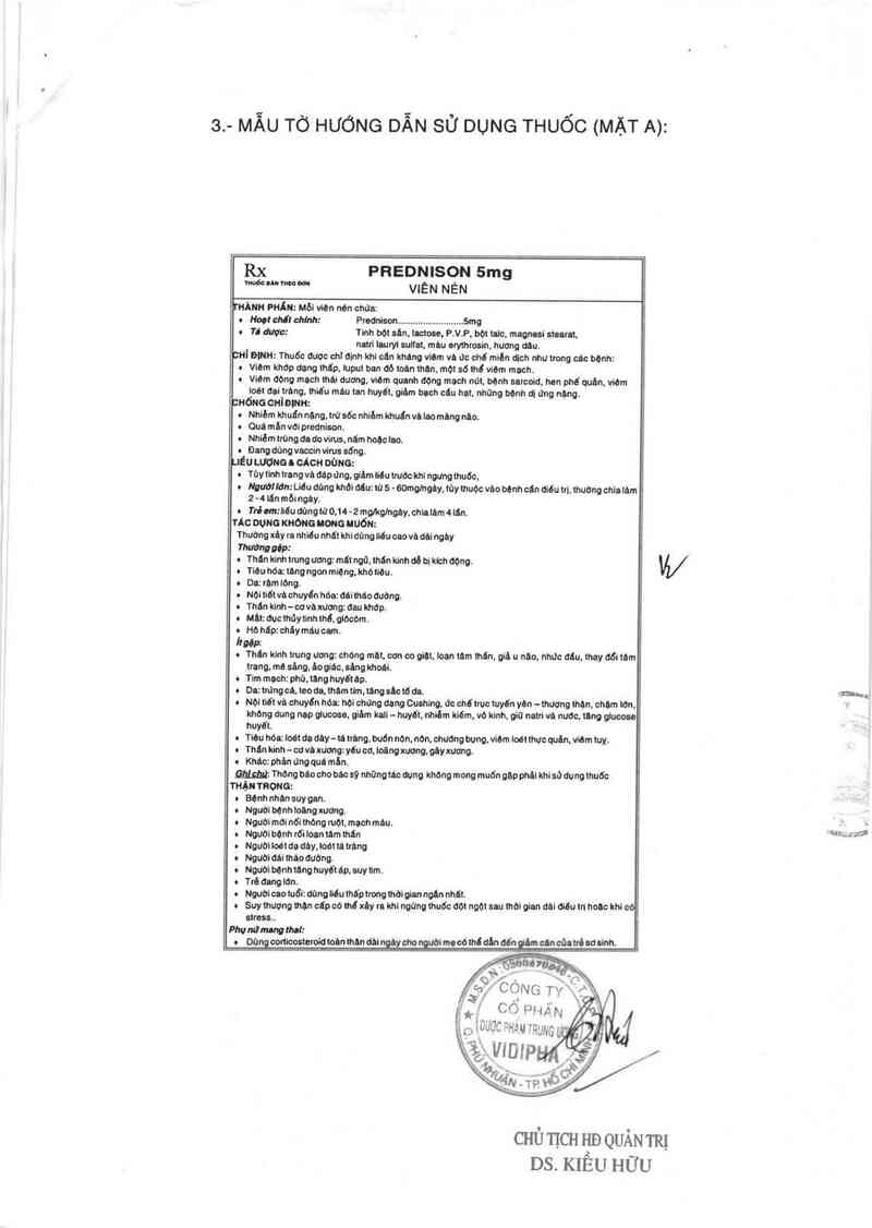 thông tin, cách dùng, giá thuốc Prednison 5mg - ảnh 1