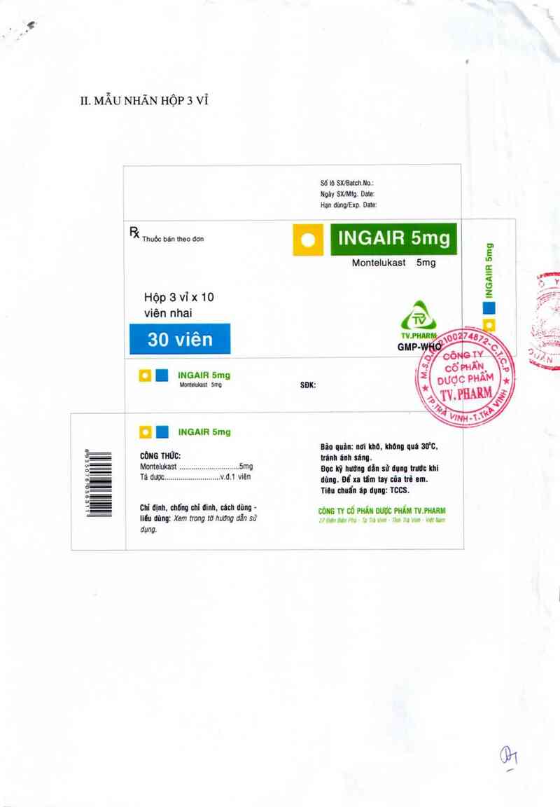 thông tin, cách dùng, giá thuốc Ingair 5mg - ảnh 1