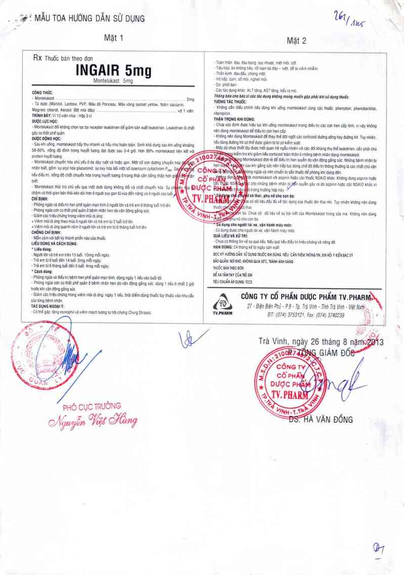 thông tin, cách dùng, giá thuốc Ingair 5mg - ảnh 2
