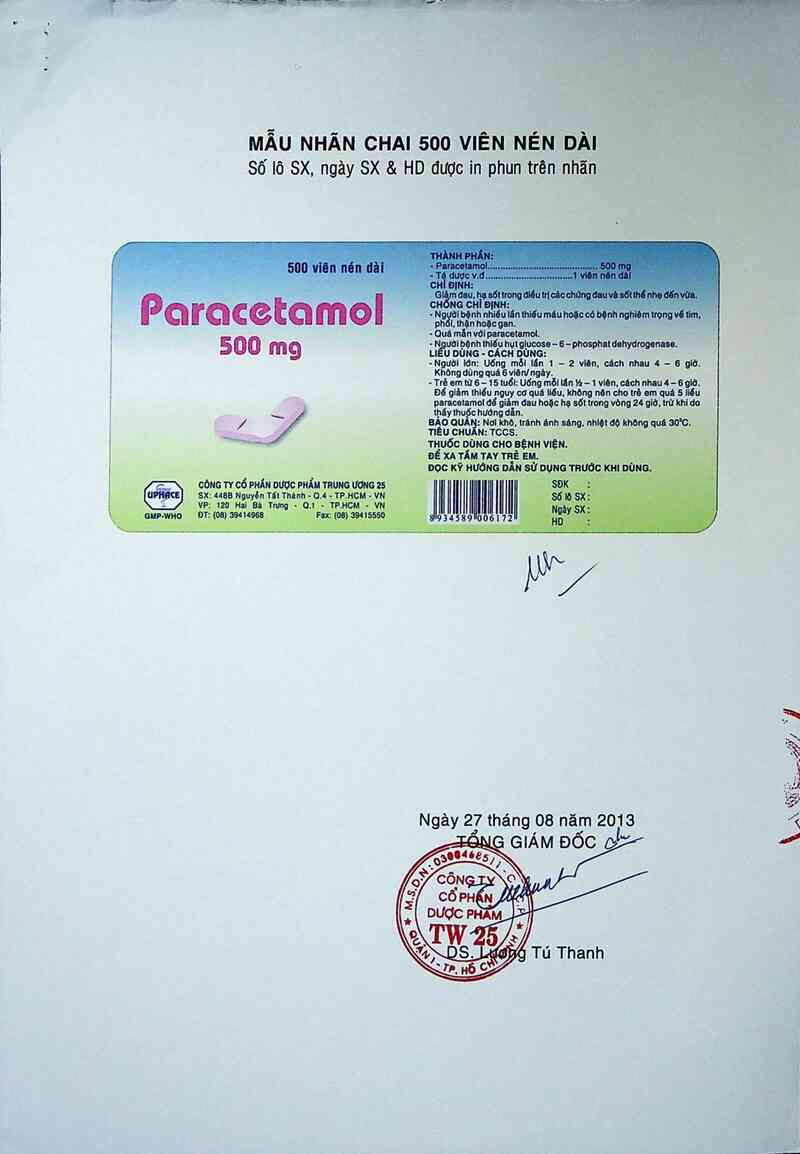 thông tin, cách dùng, giá thuốc Paracetamol 500 mg - ảnh 3