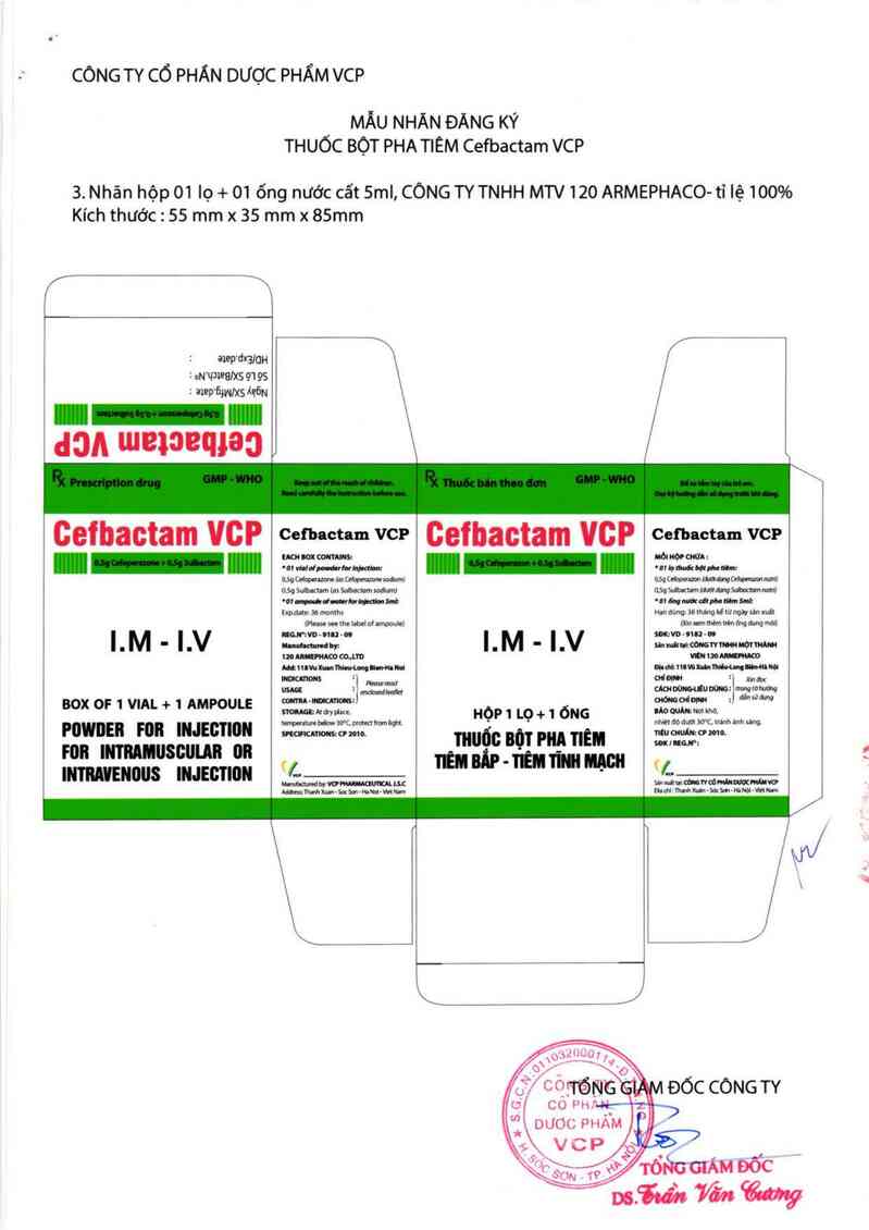 thông tin, cách dùng, giá thuốc Cefbactam VCP - ảnh 1