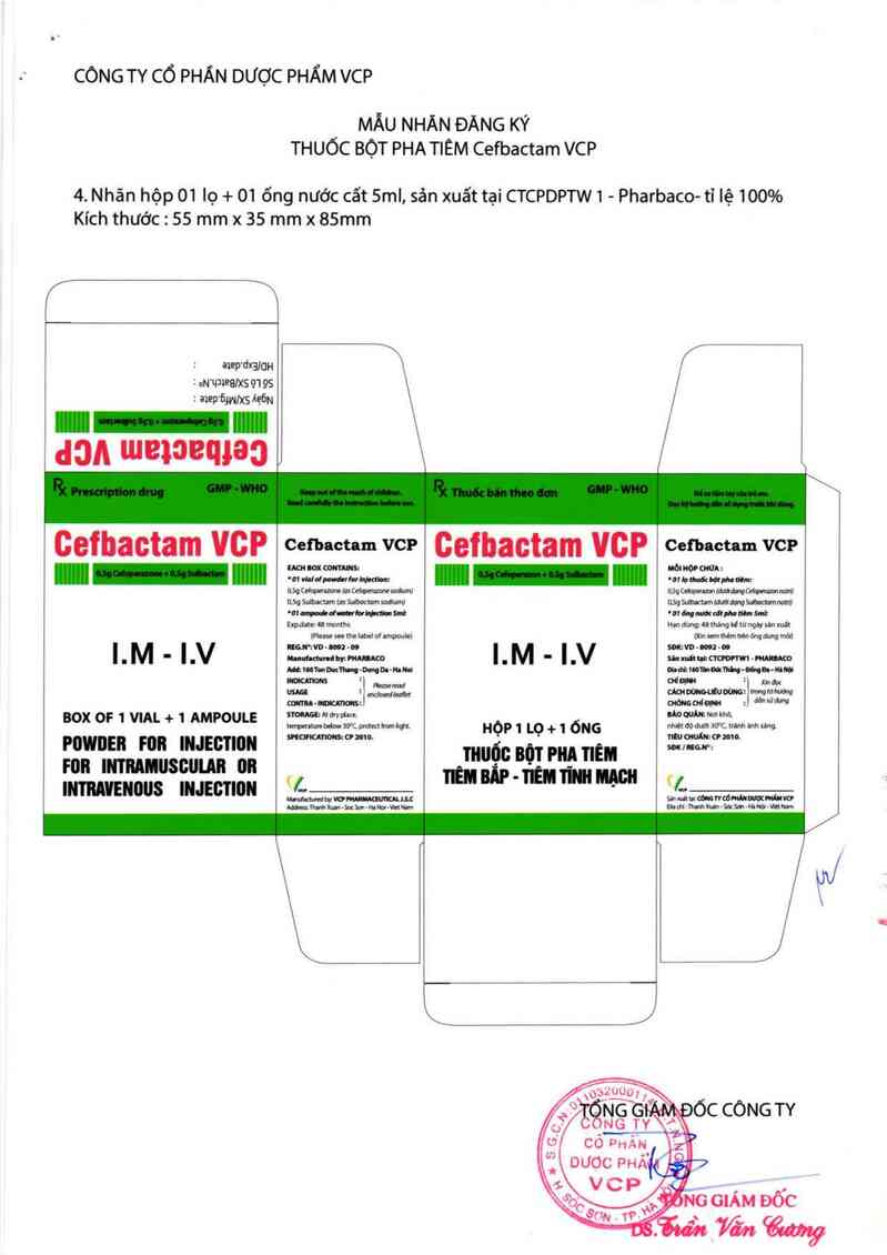thông tin, cách dùng, giá thuốc Cefbactam VCP - ảnh 2