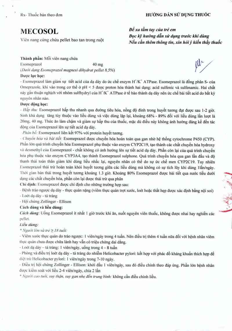 thông tin, cách dùng, giá thuốc Mecosol - ảnh 2