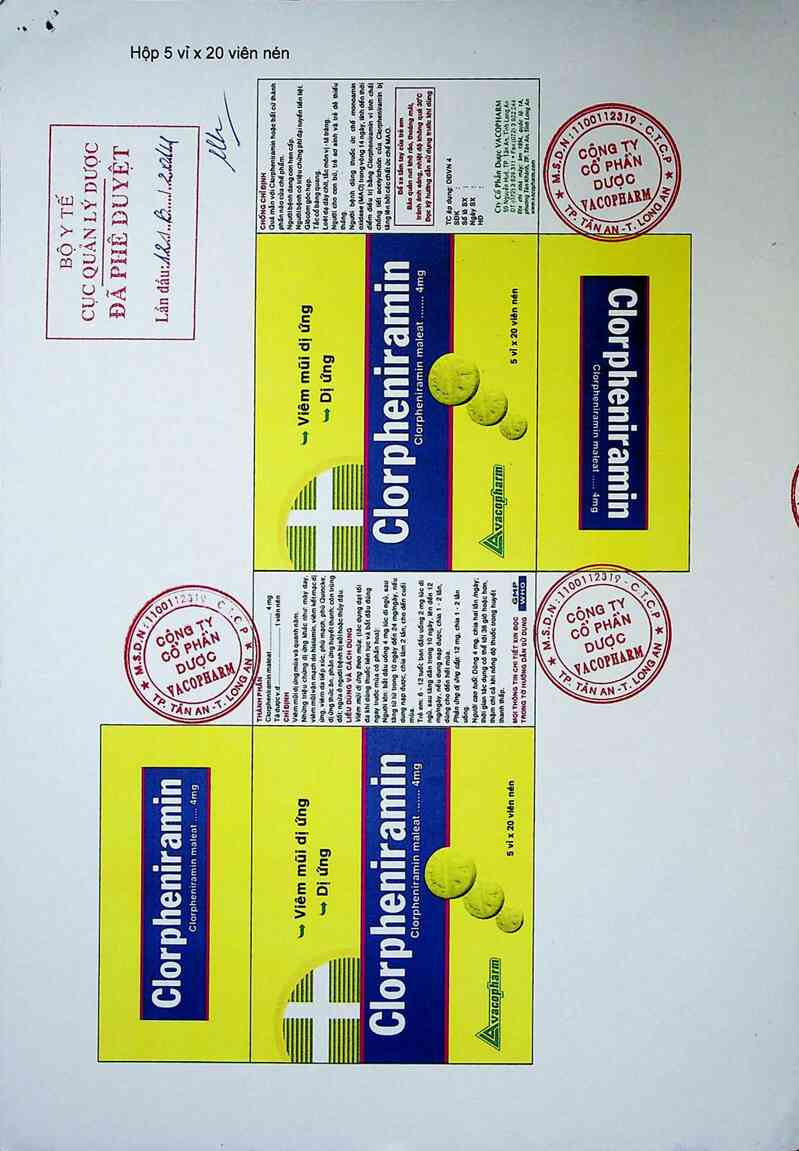thông tin, cách dùng, giá thuốc Clorpheniramin - ảnh 0