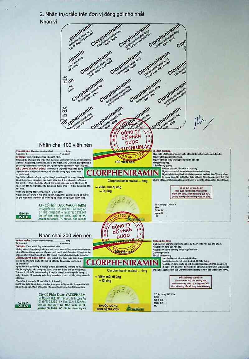 thông tin, cách dùng, giá thuốc Clorpheniramin - ảnh 5