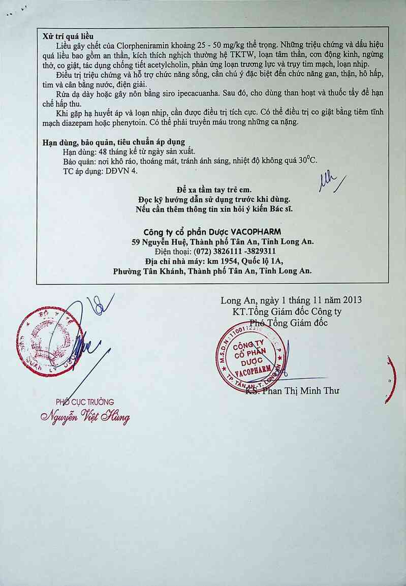 thông tin, cách dùng, giá thuốc Clorpheniramin - ảnh 9