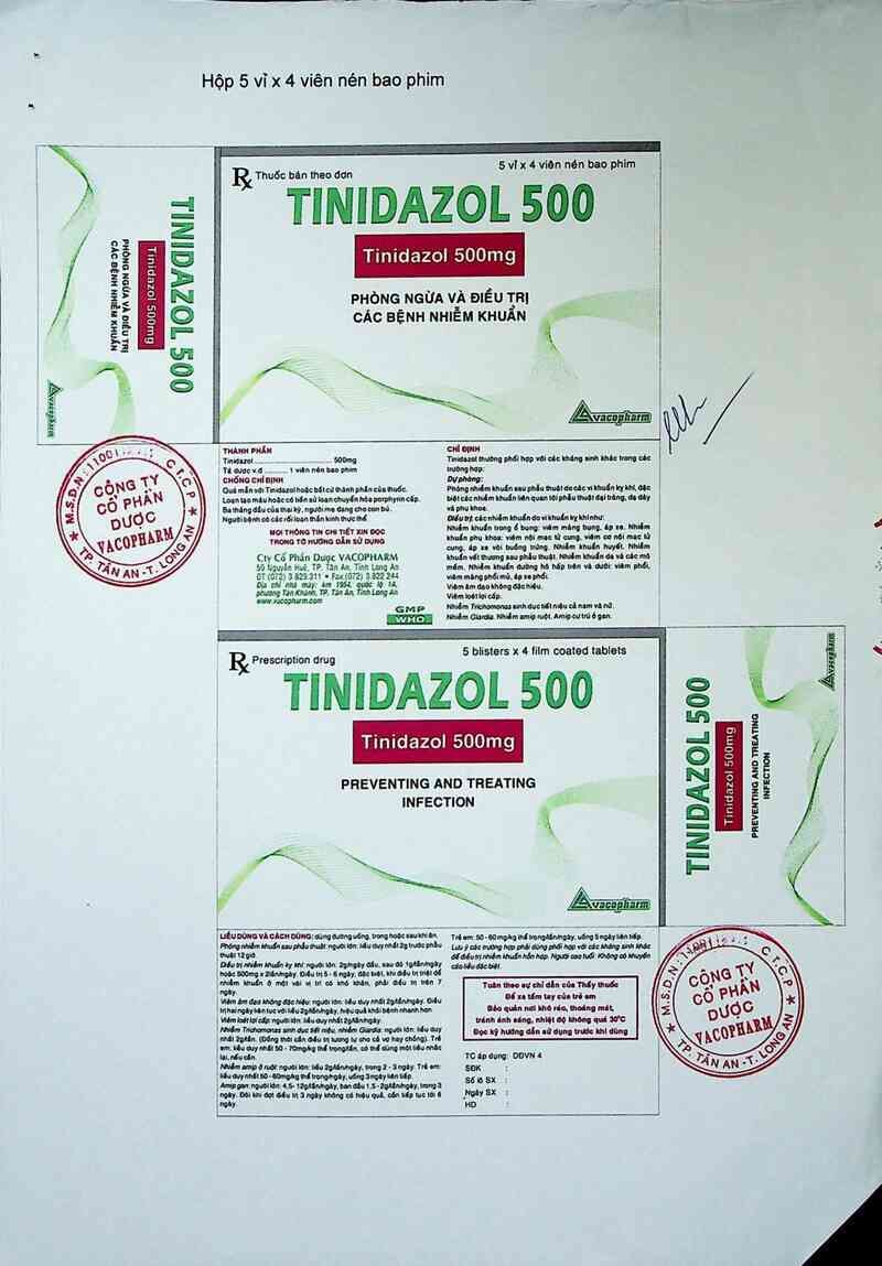 thông tin, cách dùng, giá thuốc Tinidazol 500 - ảnh 1