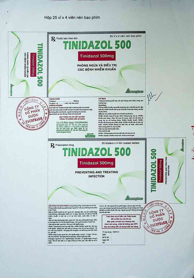 thông tin, cách dùng, giá thuốc Tinidazol 500 - ảnh 3