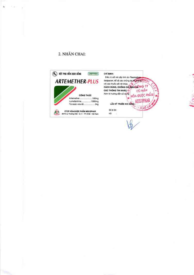 thông tin, cách dùng, giá thuốc Artemether-Plus - ảnh 1