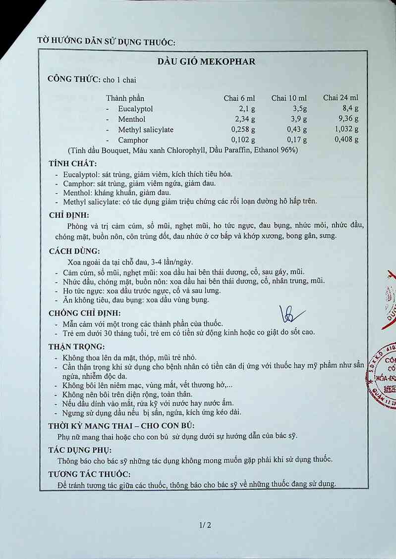 thông tin, cách dùng, giá thuốc Dầu gió Mekophar - ảnh 3