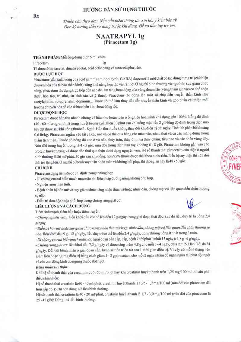 thông tin, cách dùng, giá thuốc Naatrapyl 1g - ảnh 2