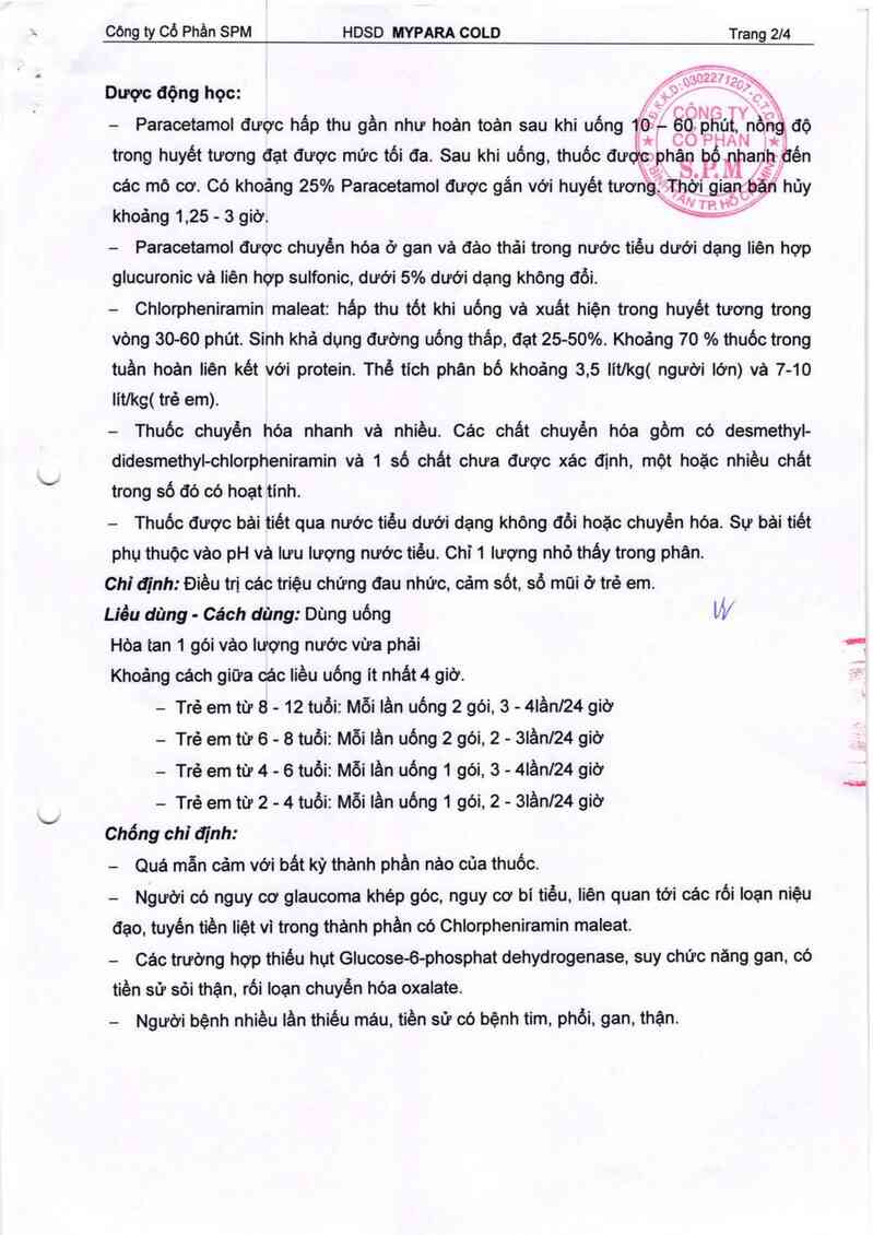 thông tin, cách dùng, giá thuốc Mypara cold - ảnh 2