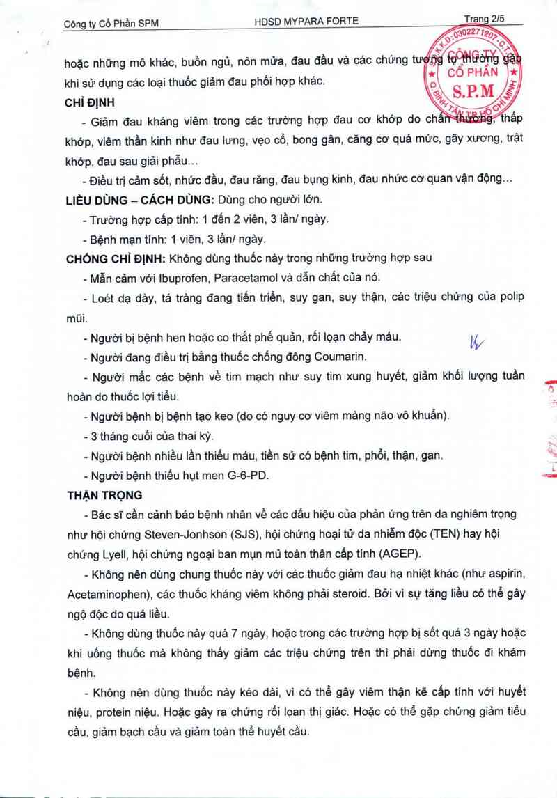 thông tin, cách dùng, giá thuốc Mypara forte - ảnh 2