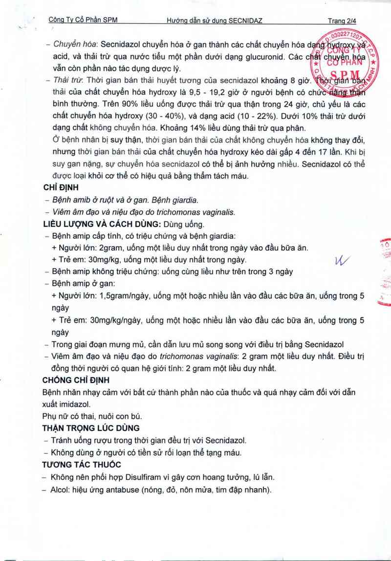 thông tin, cách dùng, giá thuốc Secnidaz - ảnh 2