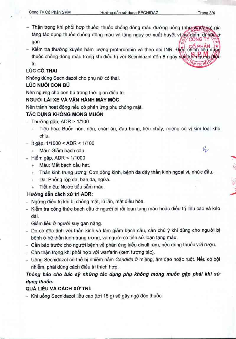 thông tin, cách dùng, giá thuốc Secnidaz - ảnh 3