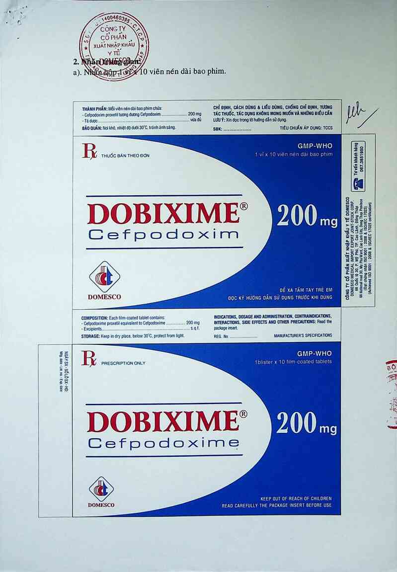 thông tin, cách dùng, giá thuốc Dobixime 200 mg - ảnh 1