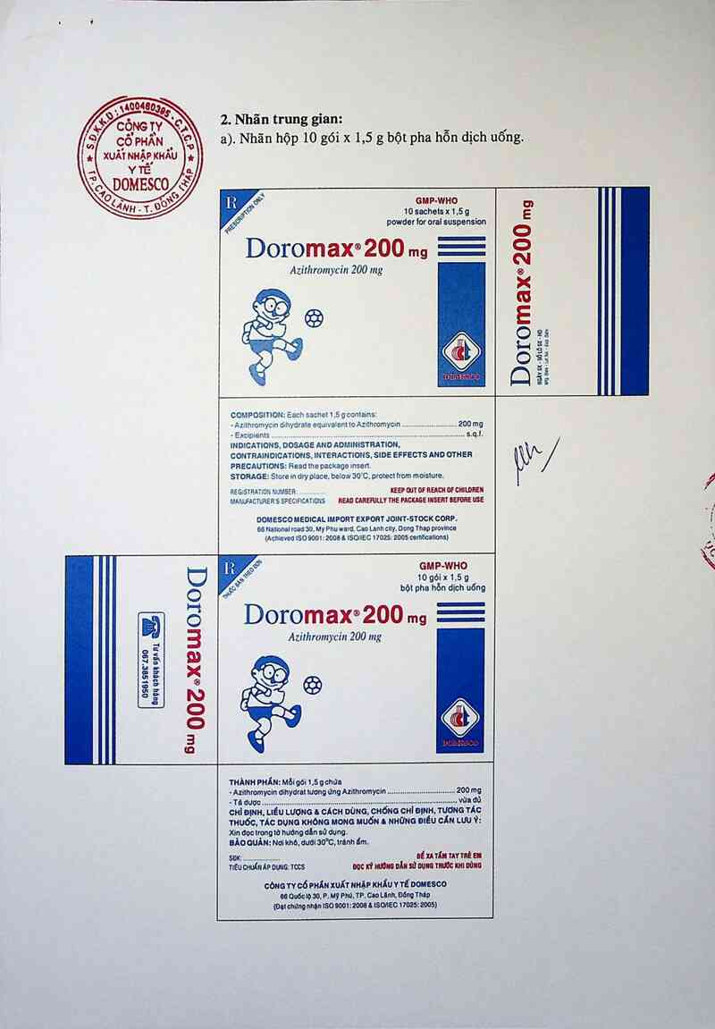 thông tin, cách dùng, giá thuốc Doromax 200 mg - ảnh 1