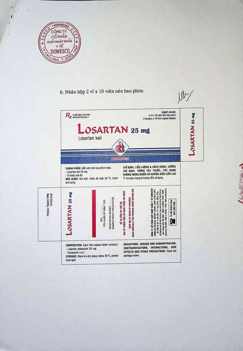 thông tin, cách dùng, giá thuốc Losartan 25 mg - ảnh 1
