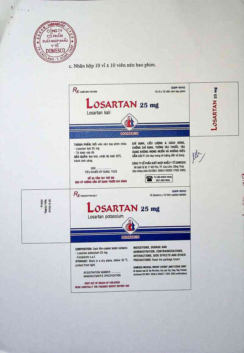 thông tin, cách dùng, giá thuốc Losartan 25 mg - ảnh 2