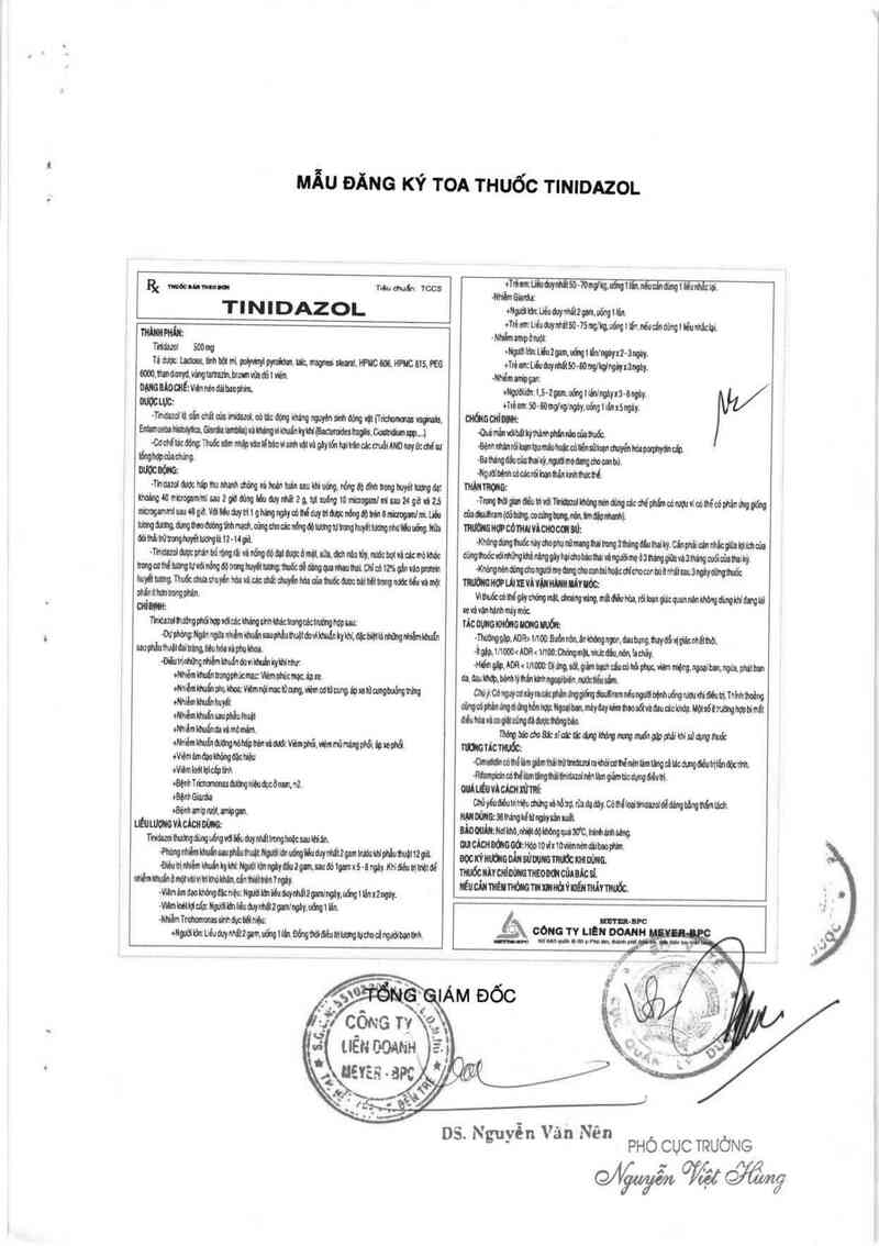 thông tin, cách dùng, giá thuốc Tinidazol - ảnh 3