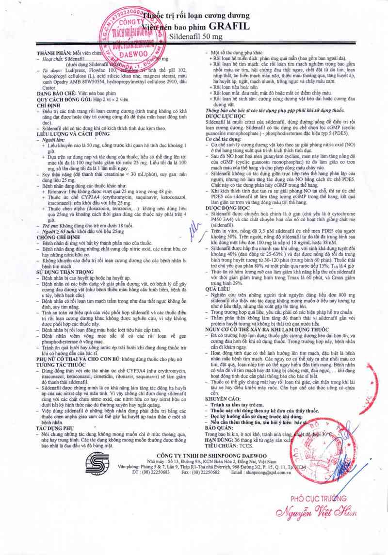 thông tin, cách dùng, giá thuốc Grafil - ảnh 2