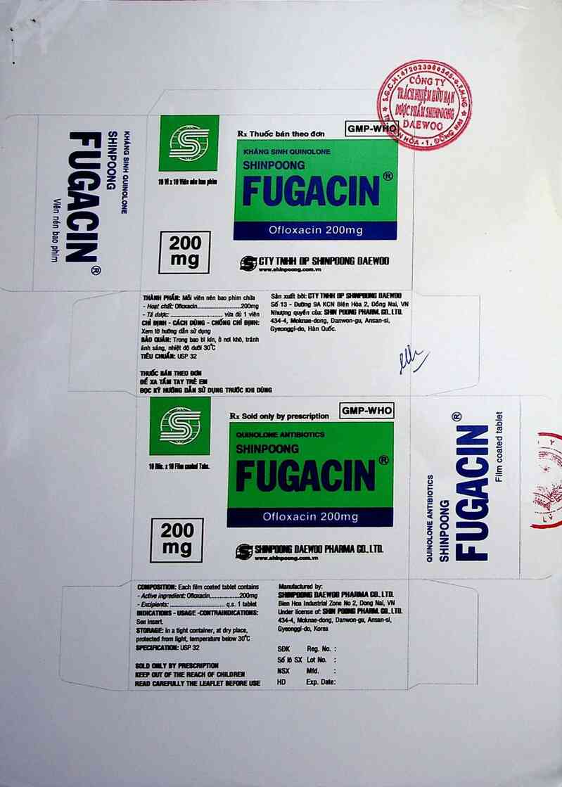 thông tin, cách dùng, giá thuốc Shinpoong Fugacin - ảnh 1