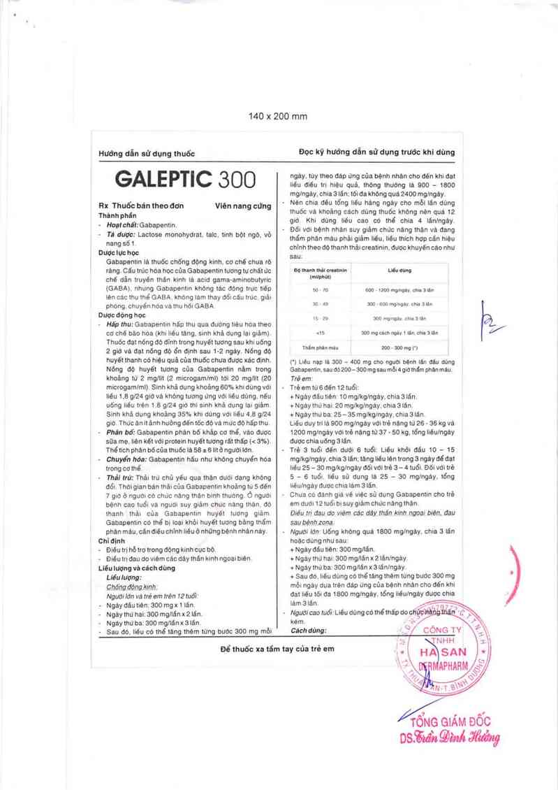 thông tin, cách dùng, giá thuốc Galeptic 300 - ảnh 3