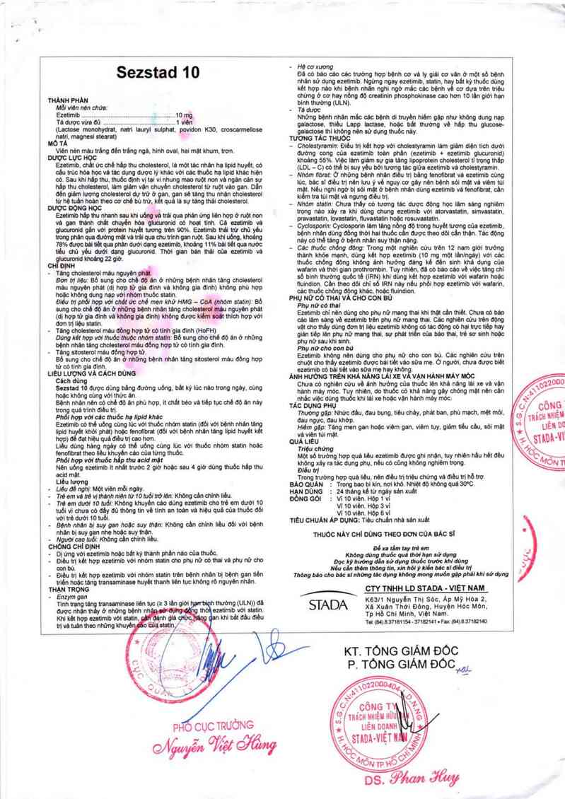 thông tin, cách dùng, giá thuốc Sezstad 10 - ảnh 3