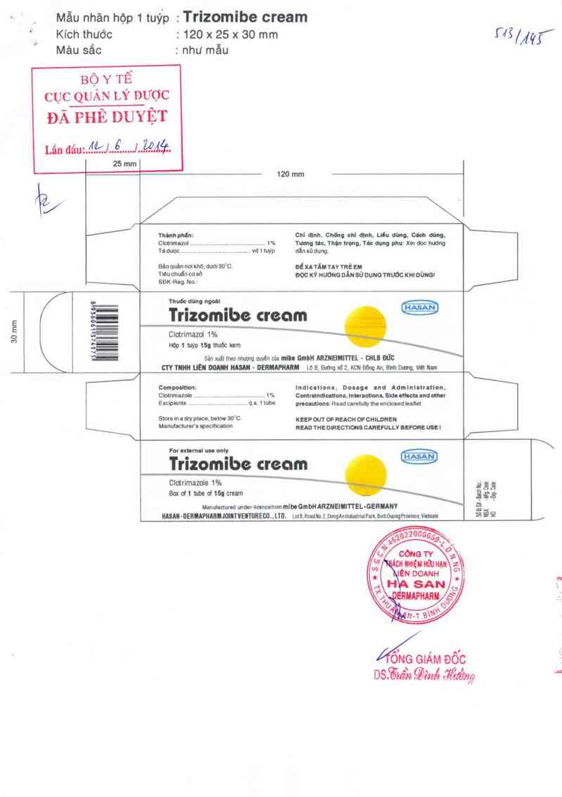 thông tin, cách dùng, giá thuốc Trizomibe cream - ảnh 0