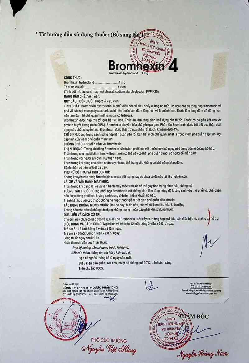 thông tin, cách dùng, giá thuốc Bromhexin 4 - ảnh 2
