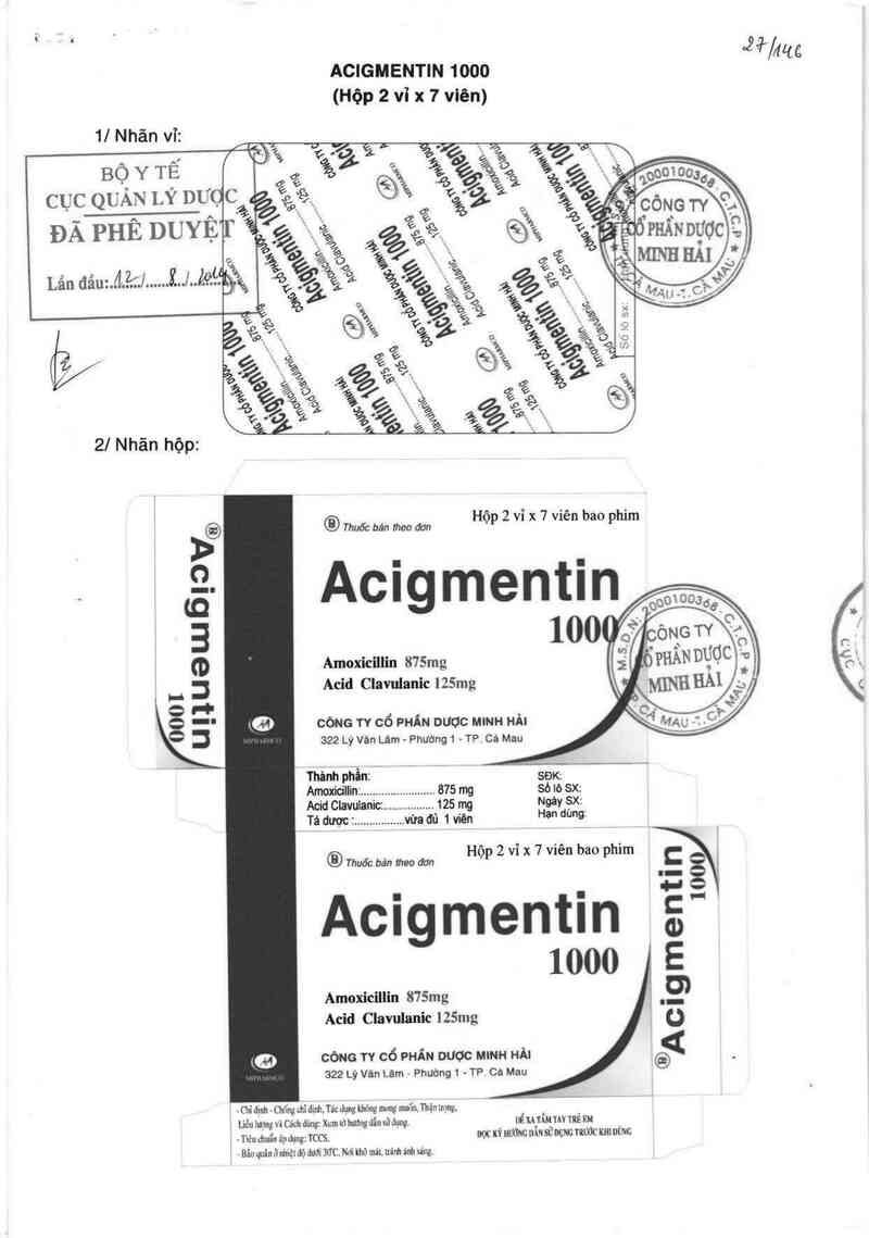 thông tin, cách dùng, giá thuốc Acigmentin 1000 - ảnh 0