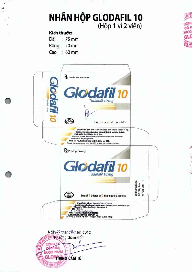 thông tin, cách dùng, giá thuốc Glodafil 10 - ảnh 1