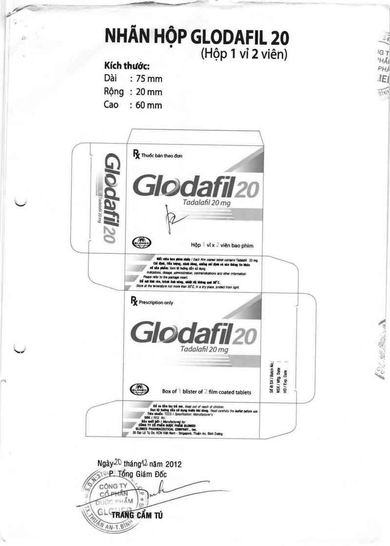 thông tin, cách dùng, giá thuốc Glodafil 20 - ảnh 1