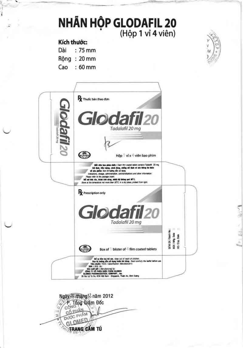 thông tin, cách dùng, giá thuốc Glodafil 20 - ảnh 2