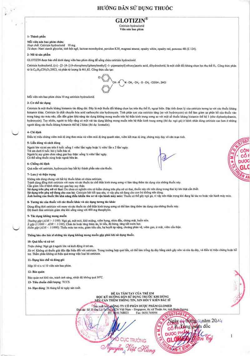 thông tin, cách dùng, giá thuốc Glotizin - ảnh 2