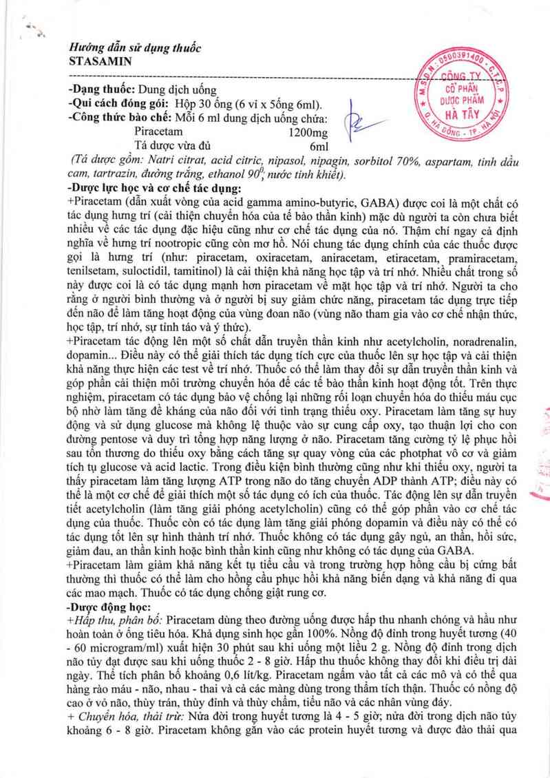 thông tin, cách dùng, giá thuốc Stasamin - ảnh 1